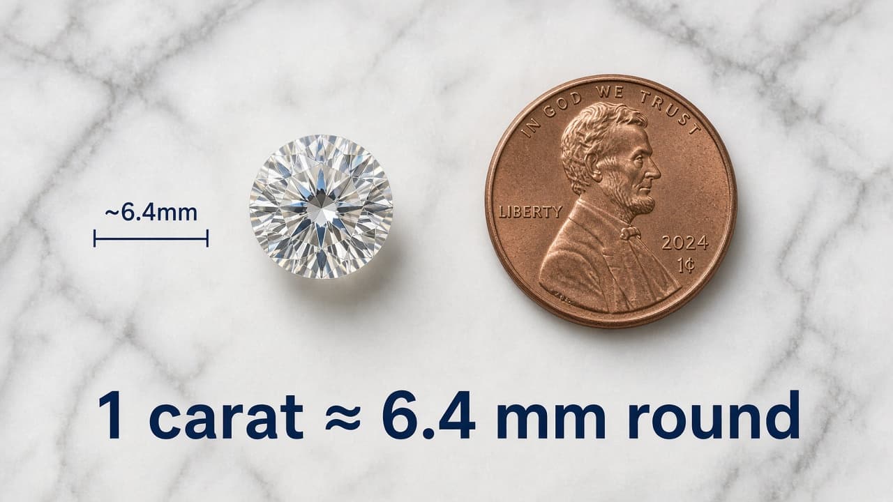 One carat diamond size reference