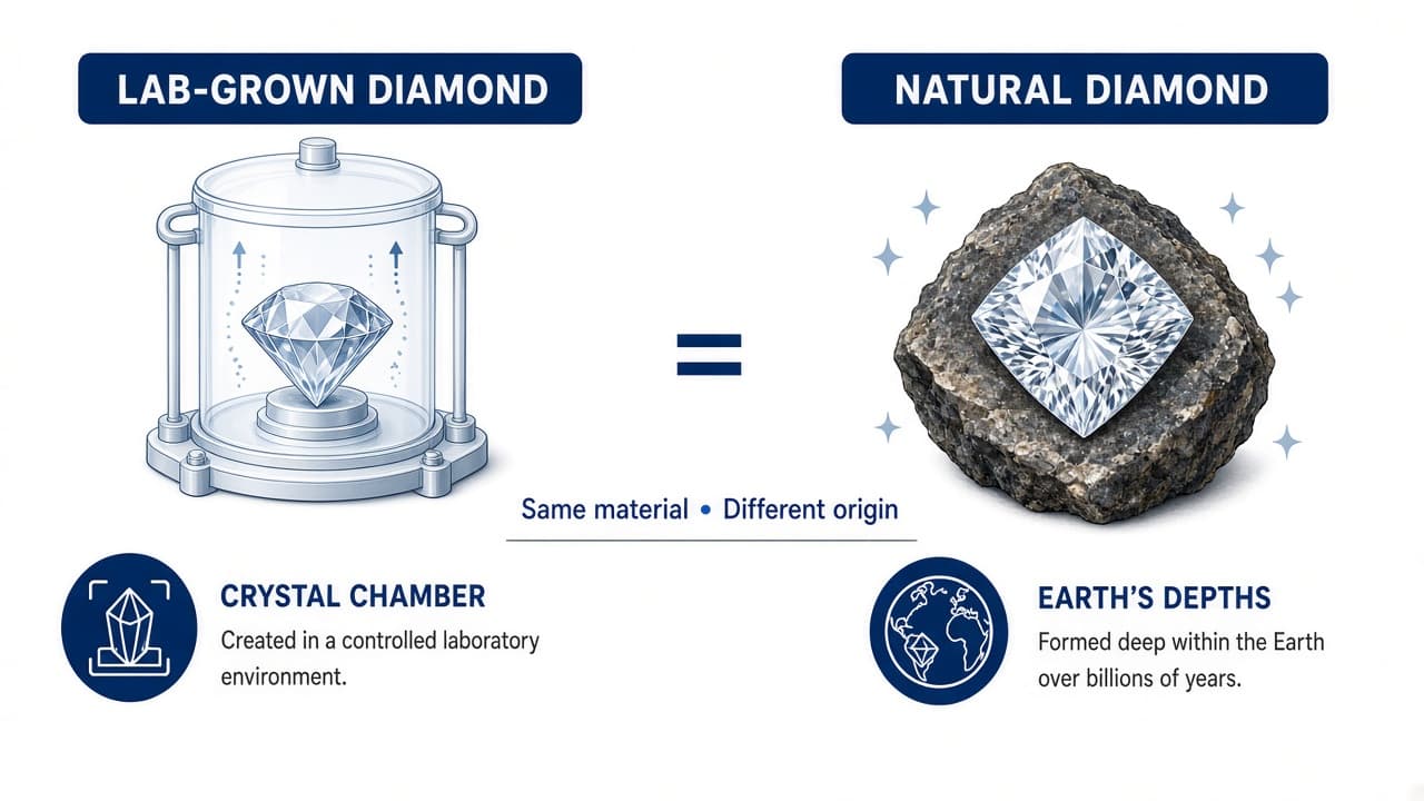 Lab-grown versus natural diamond comparison