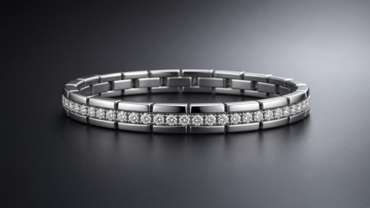 Men’s platinum diamond bracelet with channel-set diamonds