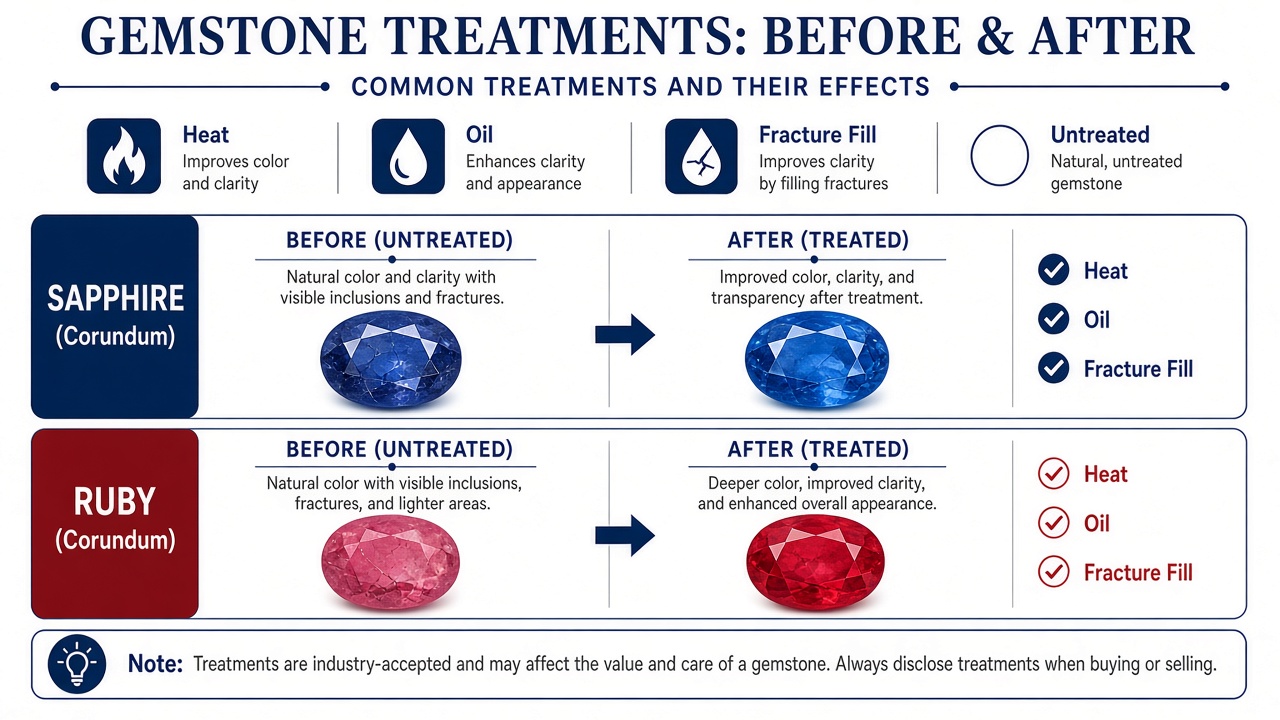 Gemstone treatments explained including heat oil and untreated