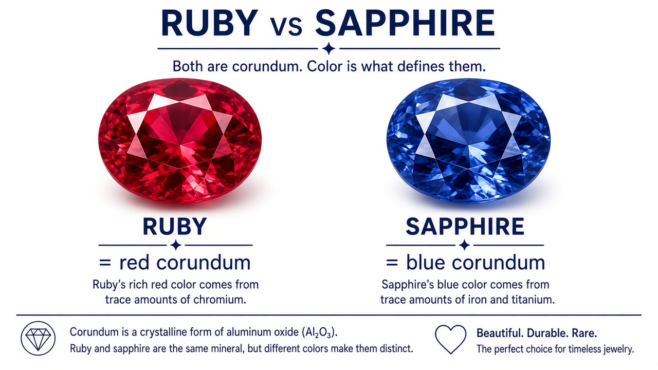 Ruby versus sapphire both corundum