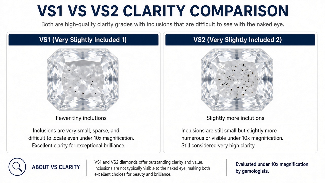 VS1 vs VS2 diamond clarity comparison under magnification
